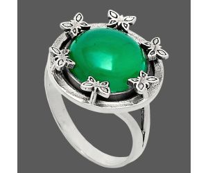 Green Onyx Ring size-8.5 EXR03770 R-1716, 12x12 mm