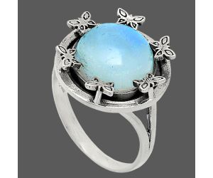 Rainbow Moonstone Ring size-9 EXR03785 R-1716, 12x12 mm