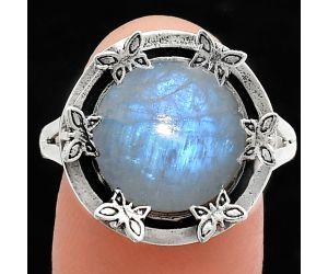 Rainbow Moonstone Ring size-10 EXR03790 R-1716, 12x12 mm