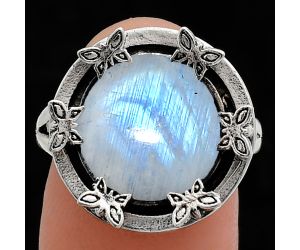 Rainbow Moonstone Ring size-8 EXR03792 R-1716, 12x12 mm