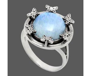 Rainbow Moonstone Ring size-8 EXR03792 R-1716, 12x12 mm