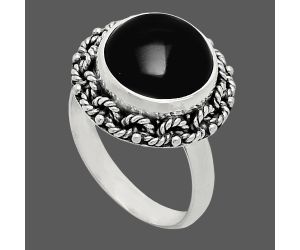 Black Onyx Ring size-8 EXR03793 R-1266, 12x12 mm