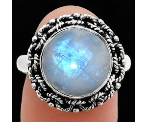 Rainbow Moonstone Ring size-9 EXR03859 R-1266, 12x12 mm