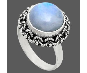 Rainbow Moonstone Ring size-9 EXR03859 R-1266, 12x12 mm