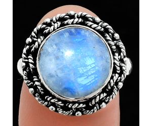 Rainbow Moonstone Ring size-7.5 EXR03862 R-1266, 12x12 mm