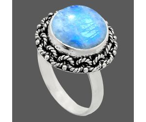 Rainbow Moonstone Ring size-7.5 EXR03862 R-1266, 12x12 mm