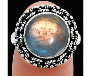 Rainbow Moonstone Ring size-8 EXR03865 R-1266, 12x12 mm