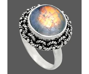 Rainbow Moonstone Ring size-8 EXR03865 R-1266, 12x12 mm