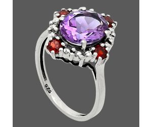 Amethyst and Garnet Ring size-7.5 EXR03901 R-1017, 8x10 mm