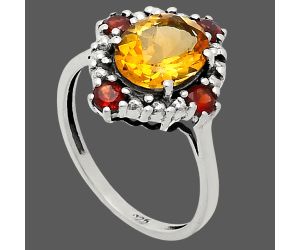 Citrine and Garnet Ring size-7 EXR03918 R-1017, 8x10 mm