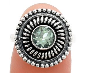 Prasiolite (Green Amethyst) Ring size-9 EXR04039 R-1388, 6x6 mm