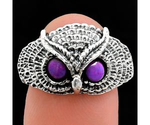 Owl - Copper Purple Turquoise Ring size-9.5 EXR04416 R-1022, 4x4 mm