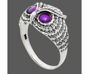 Owl - Copper Purple Turquoise Ring size-9.5 EXR04416 R-1022, 4x4 mm