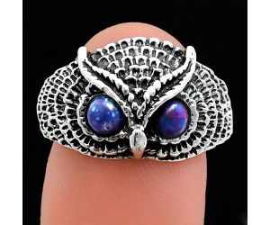 Owl - Copper Purple Turquoise Ring size-8.5 EXR04417 R-1022, 4x4 mm