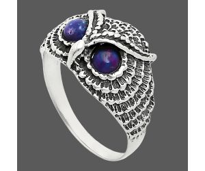 Owl - Copper Purple Turquoise Ring size-8.5 EXR04417 R-1022, 4x4 mm