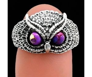 Owl - Copper Purple Turquoise Ring size-8 EXR04418 R-1022, 4x4 mm