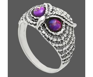 Owl - Copper Purple Turquoise Ring size-8 EXR04418 R-1022, 4x4 mm