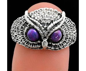 Owl - Copper Purple Turquoise Ring size-8 EXR04419 R-1022, 4x4 mm