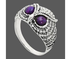 Owl - Copper Purple Turquoise Ring size-8 EXR04419 R-1022, 4x4 mm