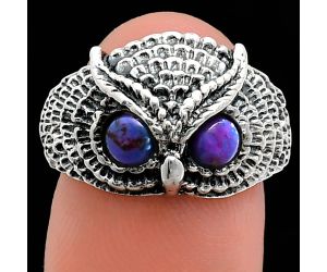 Owl - Copper Purple Turquoise Ring size-7 EXR04420 R-1022, 4x4 mm