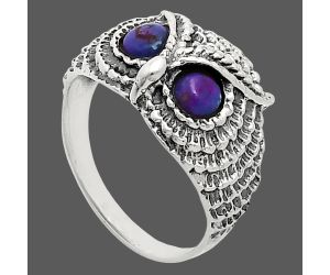 Owl - Copper Purple Turquoise Ring size-7 EXR04420 R-1022, 4x4 mm