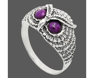 Owl - Copper Purple Turquoise Ring size-9.5 EXR04421 R-1022, 4x4 mm