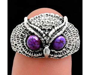 Owl - Copper Purple Turquoise Ring size-7 EXR04422 R-1022, 4x4 mm