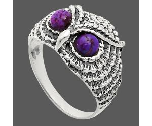 Owl - Copper Purple Turquoise Ring size-7 EXR04422 R-1022, 4x4 mm