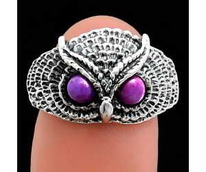 Owl - Copper Purple Turquoise Ring size-8.5 EXR04423 R-1022, 4x4 mm