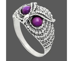 Owl - Copper Purple Turquoise Ring size-8.5 EXR04423 R-1022, 4x4 mm