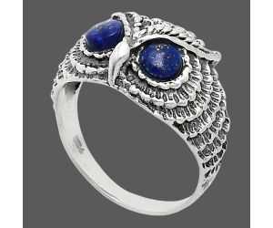 Owl - Lapis Lazuli Ring size-7 EXR04424 R-1022, 4x4 mm