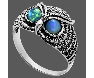 Owl - Ethiopian Opal Ring size-9 EXR04461 R-1022, 4x4 mm