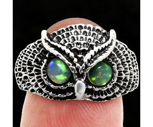 Owl - Ethiopian Opal Ring size-9 EXR04478 R-1022, 4x4 mm