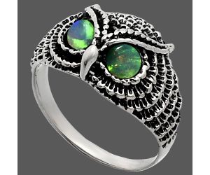 Owl - Ethiopian Opal Ring size-9 EXR04478 R-1022, 4x4 mm