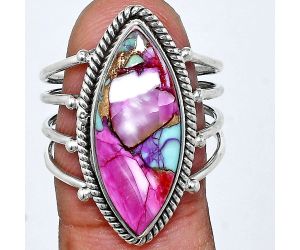 Kingman Pink Dahlia Turquoise Ring size-8.5 EXR04483 R-1010, 9x23 mm