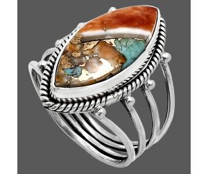 Spiny Oyster Turquoise Ring size-10 EXR04484 R-1010, 10x22 mm