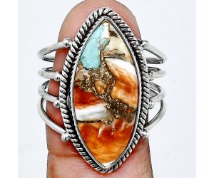 Spiny Oyster Turquoise Ring size-10 EXR04485 R-1010, 11x24 mm