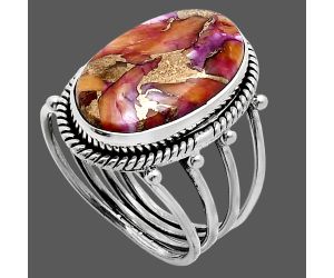 Kingman Orange Dahlia Turquoise Ring size-9 EXR04486 R-1010, 11x19 mm