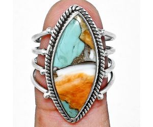 Spiny Oyster Turquoise Ring size-8 EXR04487 R-1010, 10x24 mm