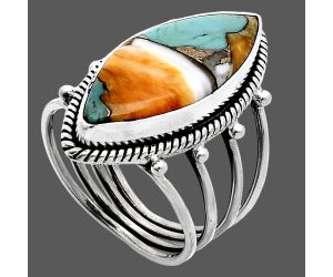 Spiny Oyster Turquoise Ring size-8 EXR04487 R-1010, 10x24 mm