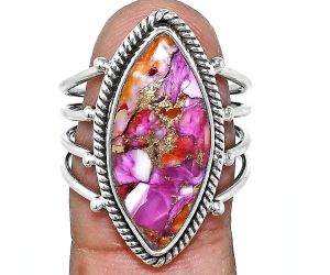 Kingman Pink Dahlia Turquoise Ring size-7.5 EXR04491 R-1010, 10x22 mm