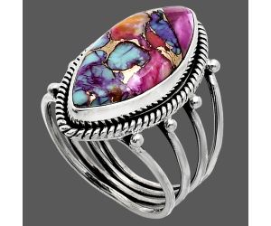 Kingman Pink Dahlia Turquoise Ring size-8 EXR04492 R-1010, 10x22 mm