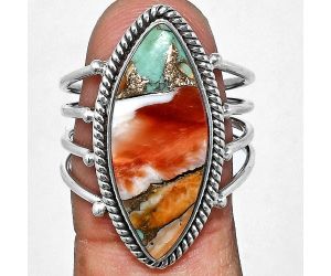 Spiny Oyster Turquoise Ring size-8.5 EXR04494 R-1010, 10x24 mm