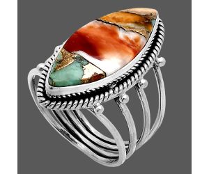 Spiny Oyster Turquoise Ring size-8.5 EXR04494 R-1010, 10x24 mm