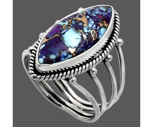 Kingman Purple Dahlia Turquoise Ring size-10 EXR04496 R-1010, 11x22 mm