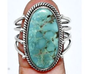 Natural Rare Turquoise Nevada Aztec Mt Ring size-10 EXR04497 R-1010, 11x22 mm