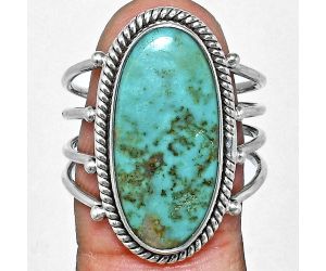 Natural Rare Turquoise Nevada Aztec Mt Ring size-9 EXR04498 R-1010, 10x22 mm