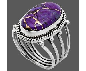 Copper Purple Turquoise Ring size-8 EXR04510 R-1010, 11x18 mm