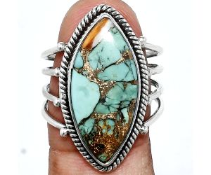 Spiny Oyster Turquoise Ring size-9 EXR04517 R-1010, 11x24 mm