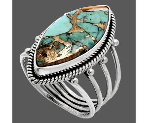 Spiny Oyster Turquoise Ring size-9 EXR04517 R-1010, 11x24 mm